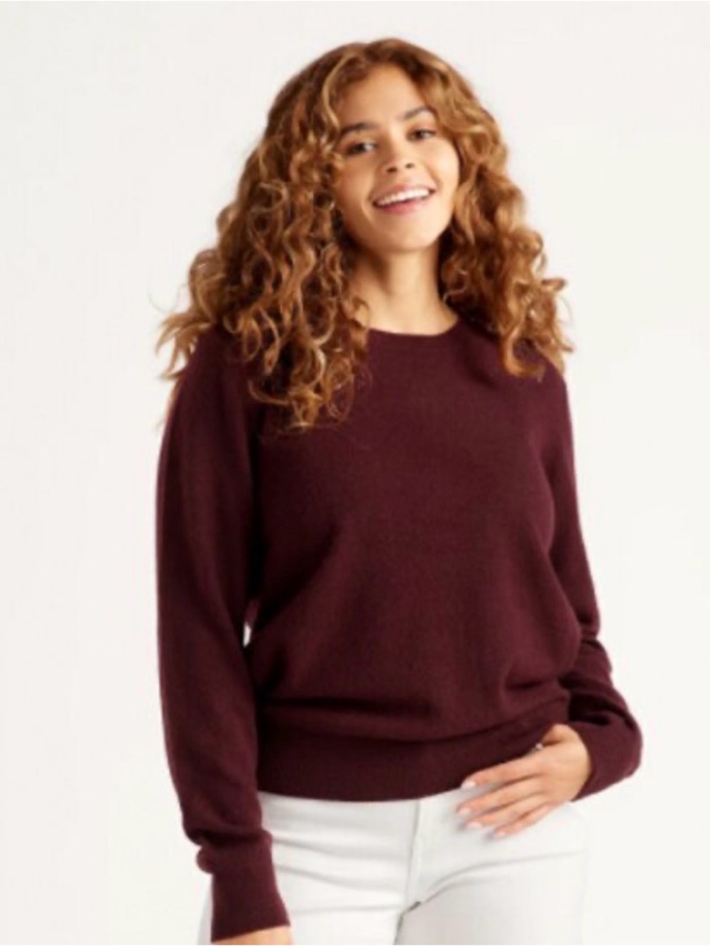Quince 100% Mongolian Cashmere Burgundy Crewneck Sweater XL